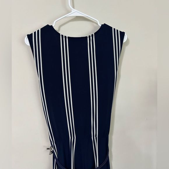 Ralph Lauren Striped Belted Jumpsuit Navy And Cream - Picture 4 of 11